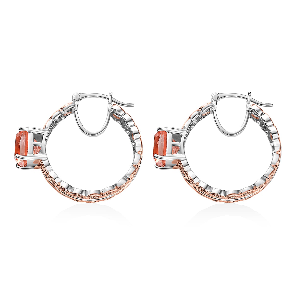 Karis Morganique Quartz (Triplet) 5.15 ctw Hoop Earrings in 18K Rose Gold Plated
