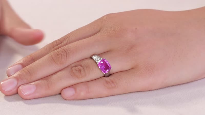 Radiant Orchid Quartz (Triplet) 3.35 ctw Solitaire Ring in Stainless Steel