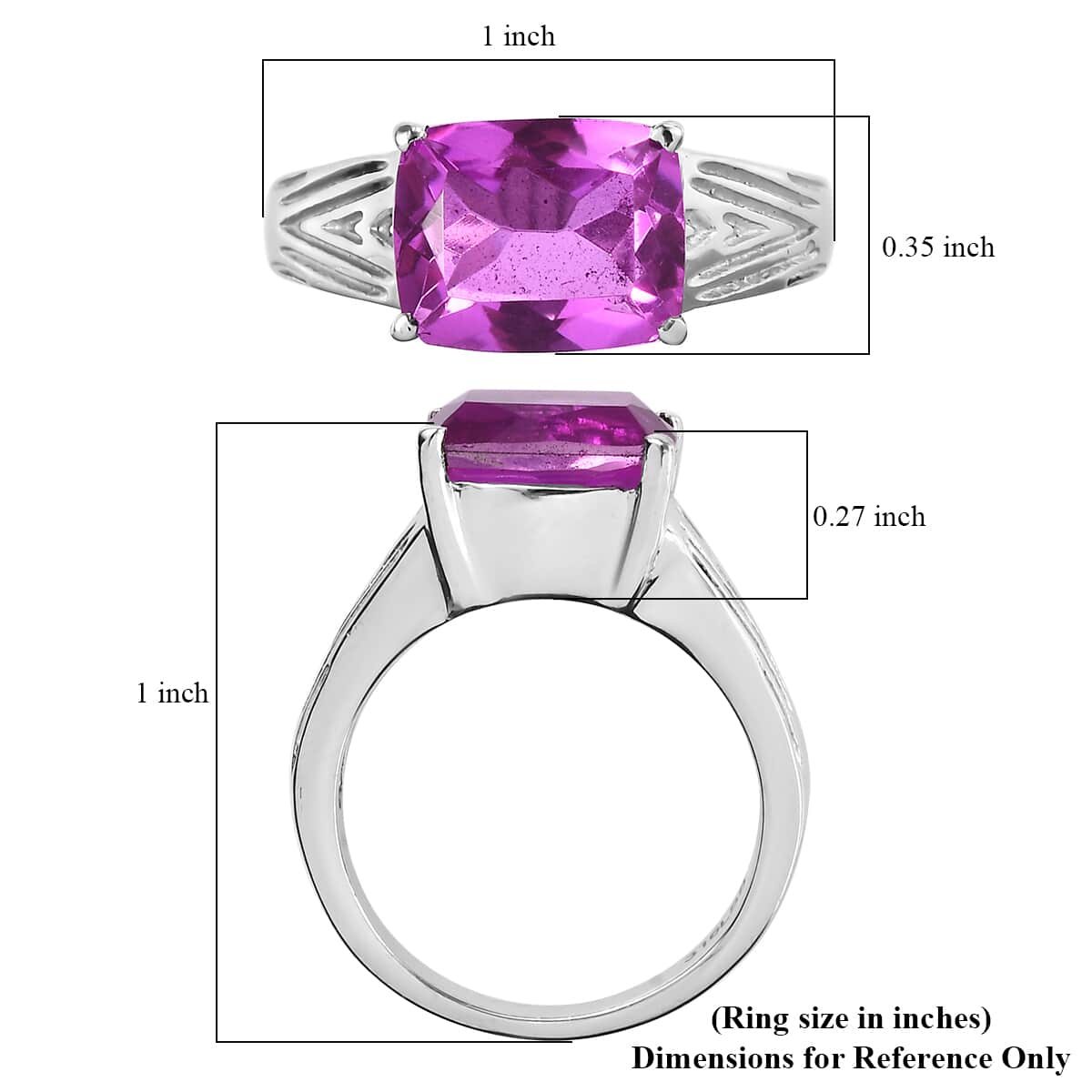 Radiant Orchid Quartz (Triplet) 3.35 ctw Solitaire Ring in Stainless Steel image number 4