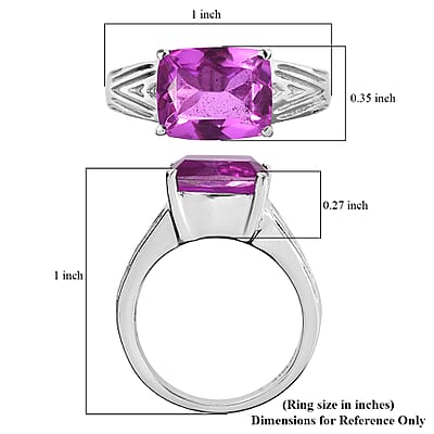 Radiant Orchid Quartz (Triplet) 3.35 ctw Solitaire Ring in Stainless Steel (Size 10.0)