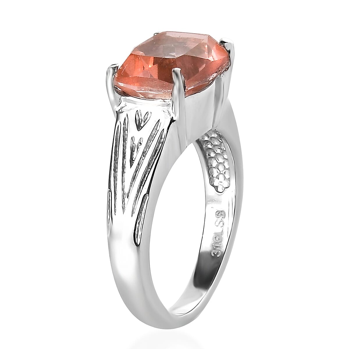 Morganique Quartz (Triplet) 3.50 ctw Solitaire Ring in Stainless Steel (Size 10.0) image number 3