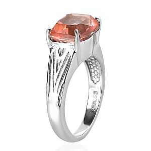 Morganique Quartz (Triplet) 3.50 ctw Solitaire Ring in Stainless Steel (Size 6.0)