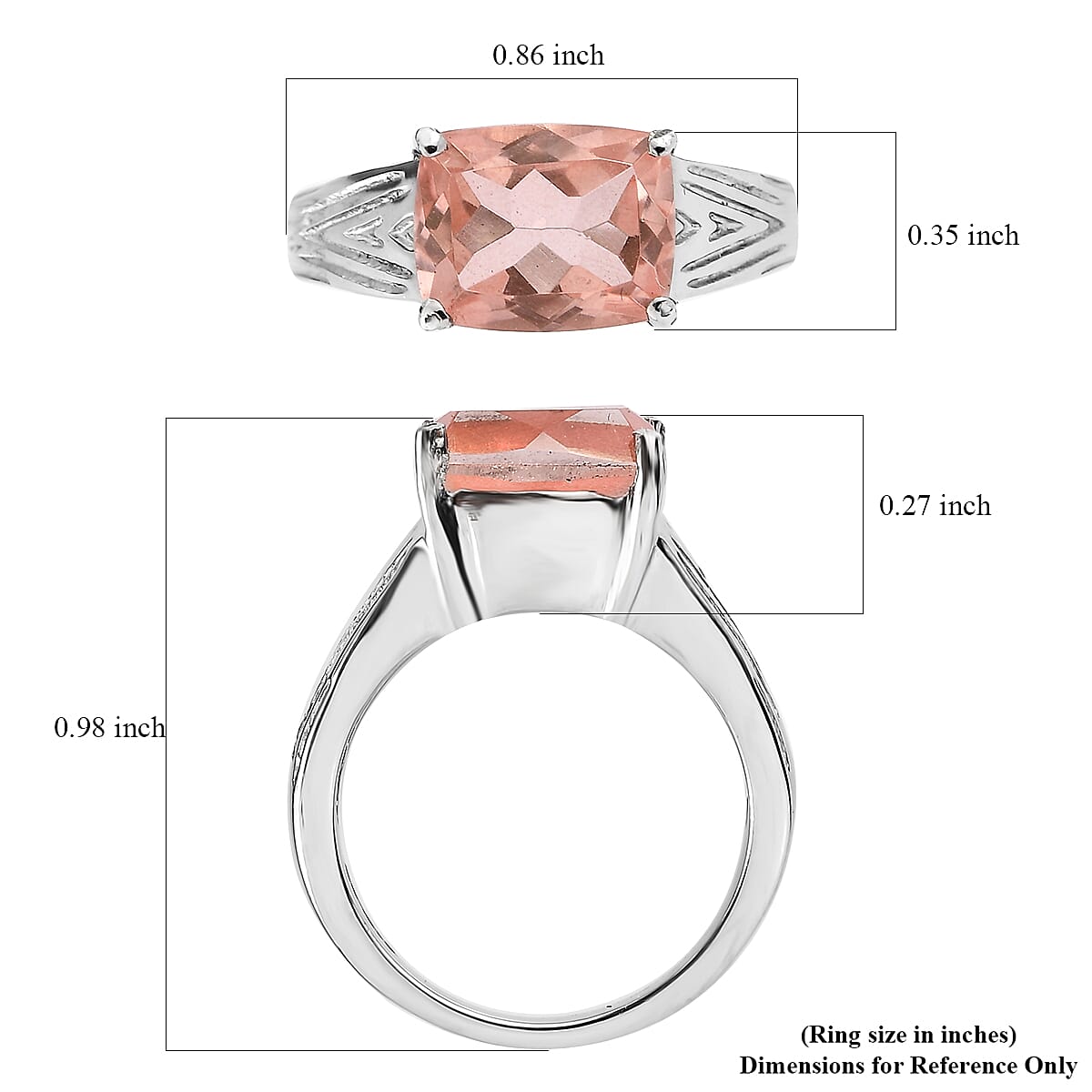 Morganique Quartz (Triplet) 3.50 ctw Solitaire Ring in Stainless Steel (Size 6.0) image number 5