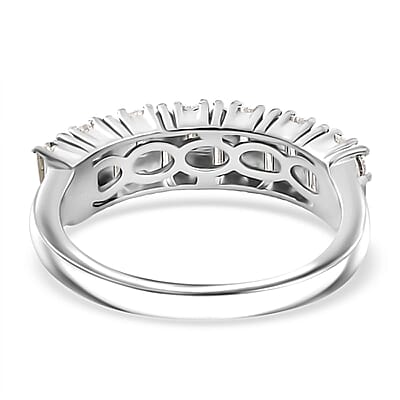 Moissanite 1.10 ctw Art Deco Ring in Rhodium Over Sterling Silver (Size 10.0)