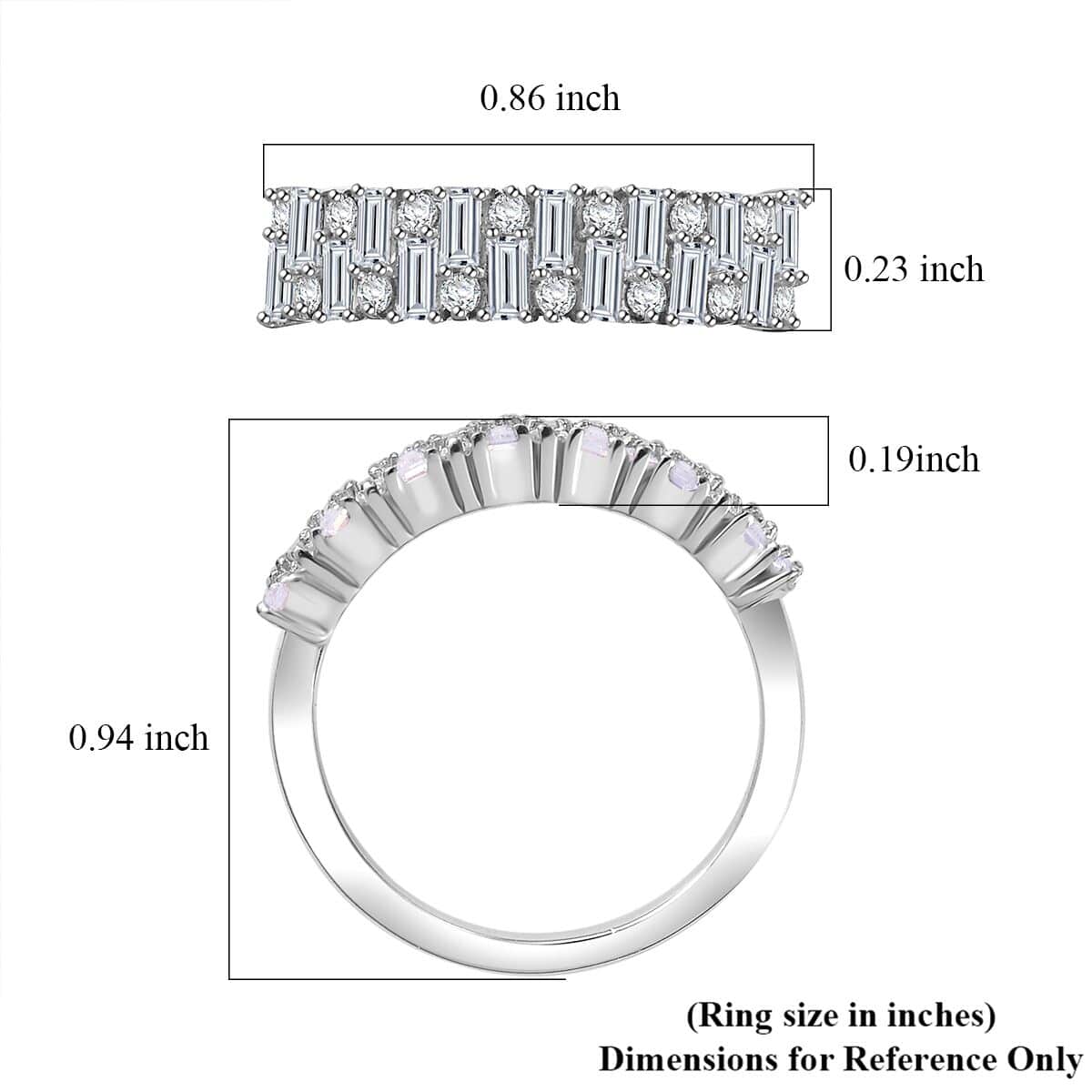 Doorbuster Moissanite 1.10 ctw Art Deco Ring in Rhodium Over Sterling Silver (Size 6.0) image number 5