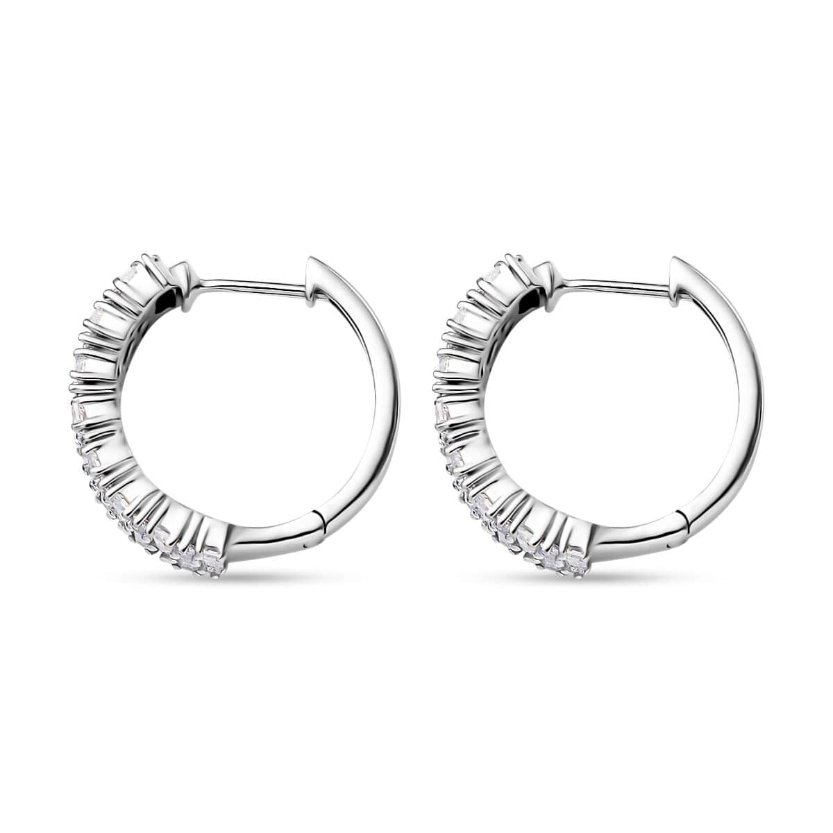 Doorbuster Moissanite 2.50 ctw Art Deco Hoop Earrings in Rhodium Over Sterling Silver image number 3