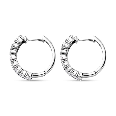D'Joy Moissanite 2.50 ctw Art Deco Hoop Earrings in Rhodium Over Sterling Silver