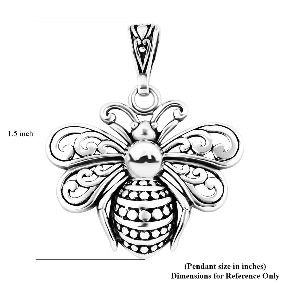 Bali Legacy Sterling Silver Bee Pendant without Chain 4.33 Grams image number 5