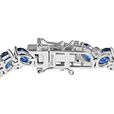 Kashmir Kyanite and Chrome Diopside Sea Waves Bracelet in Rhodium Over Sterling Silver (7.25 In) 23.70 ctw