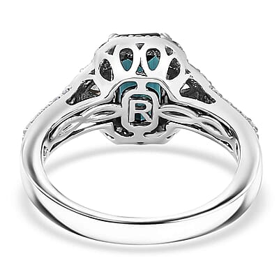 Certified & Appraised Rhapsody AAAA Monte Belo Indicolite and E-F VS Diamond 2.61 ctw Ring in 950 Platinum (Size 6.0) 7.45 Grams