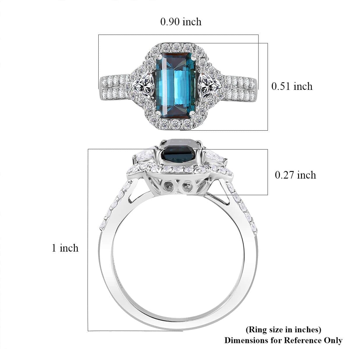 Certified & Appraised Rhapsody AAAA Monte Belo Indicolite and E-F VS Diamond 2.61 ctw Ring in 950 Platinum (Size 6.0) 7.45 Grams image number 5