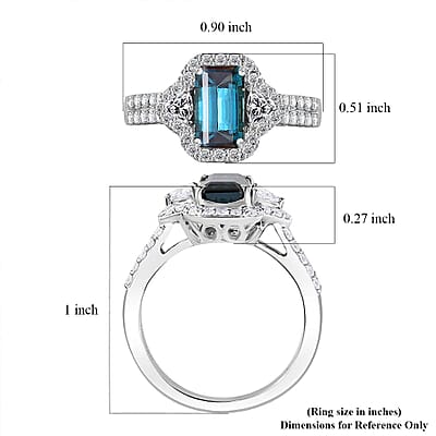 Certified & Appraised Rhapsody AAAA Monte Belo Indicolite and E-F VS Diamond 2.61 ctw Ring in 950 Platinum (Size 6.0) 7.45 Grams