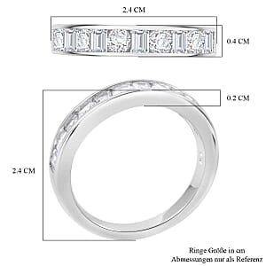 Simulated Diamond 1.92 ctw Ring in Rhodium Over Sterling Silver (Size 6.5)