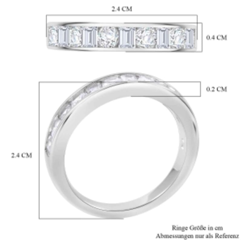Simulated Diamond 1.92 ctw Ring in Rhodium Over Sterling Silver (Size 6.5)