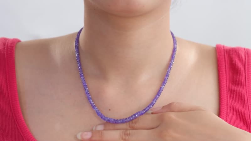 AAA Tanzanite Beaded Necklace 18-20 Inches in Rhodium Over Sterling Silver 83.00 ctw