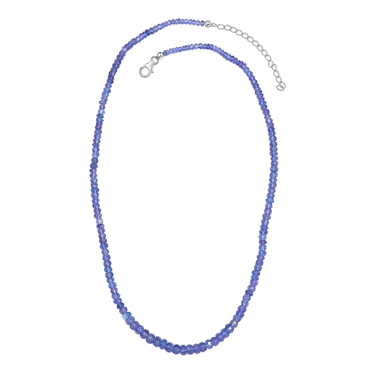 AAA Tanzanite Beaded Necklace 18-20 Inches in Rhodium Over Sterling Silver 83.00 ctw