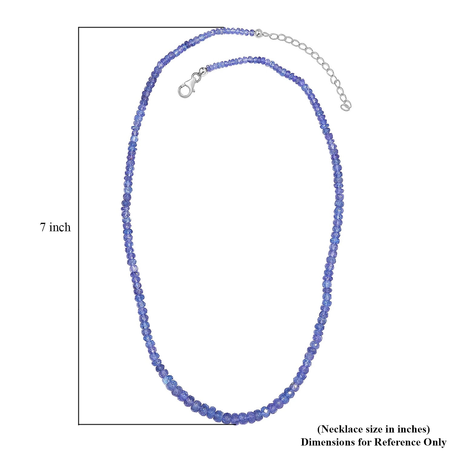 AAA Tanzanite Beaded Necklace 18-20 Inches in Rhodium Over Sterling Silver 83.00 ctw