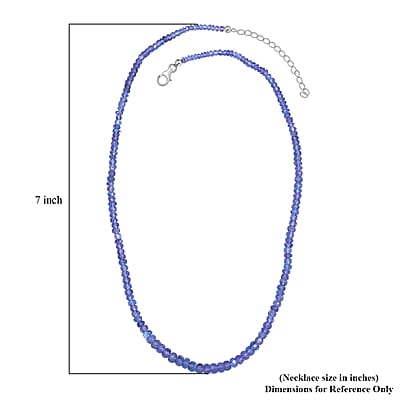 AAA Tanzanite Beaded Necklace 18-20 Inches in Rhodium Over Sterling Silver 83.00 ctw