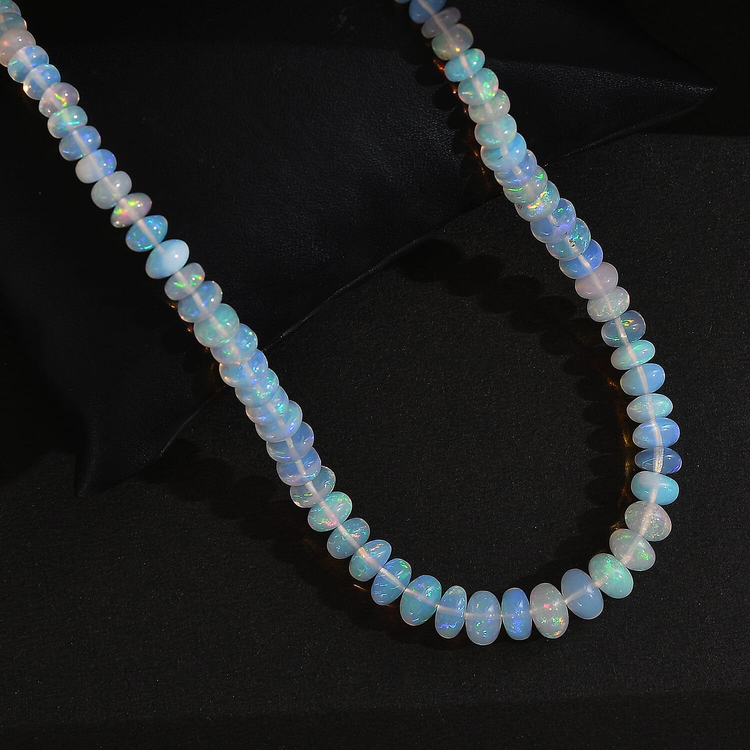 AAA Ethiopian Welo Opal Beaded Necklace 18-20 Inches in Rhodium Over Sterling Silver 80.00 ctw