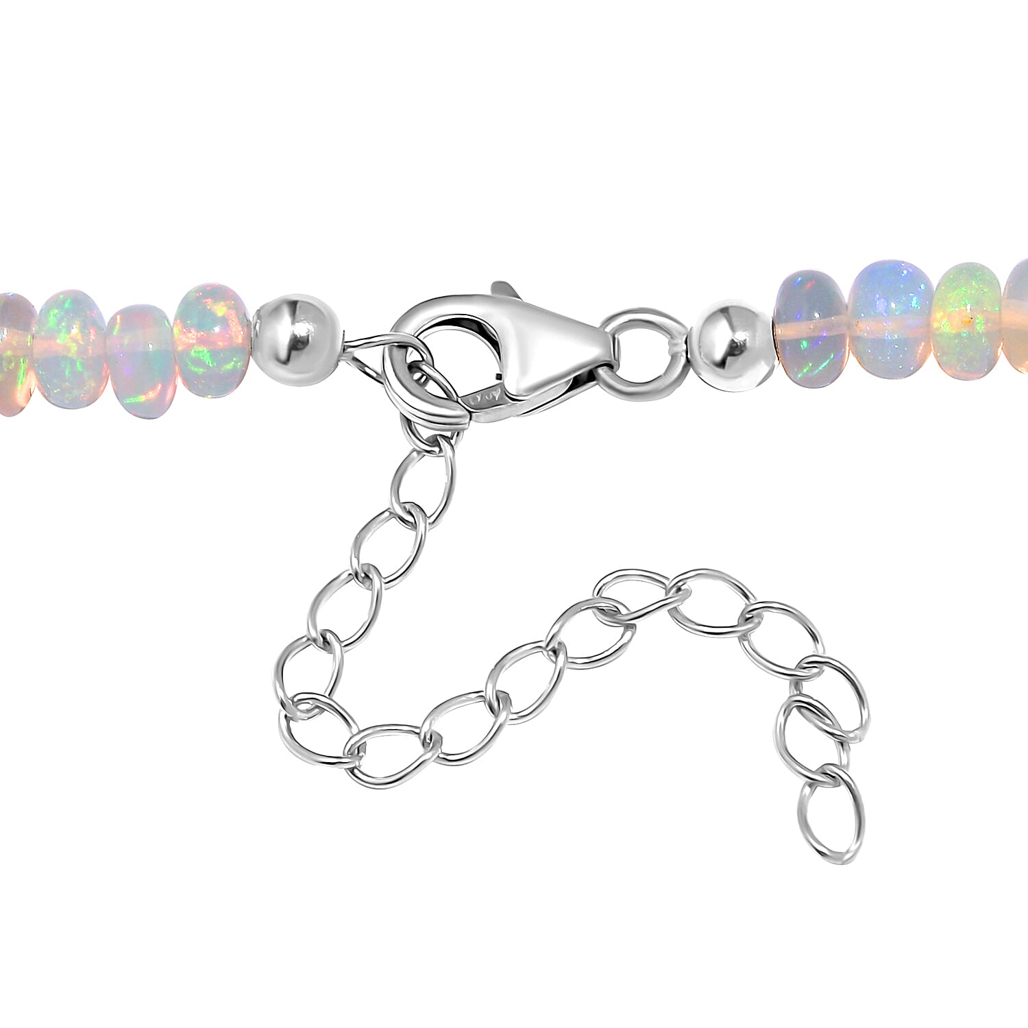 AAA Ethiopian Welo Opal Beaded Necklace 18-20 Inches in Rhodium Over Sterling Silver 80.00 ctw