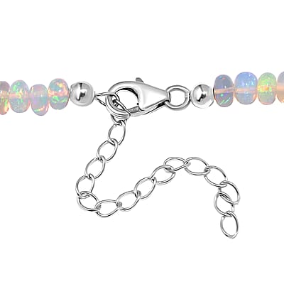 AAA Ethiopian Welo Opal Beaded Necklace 18-20 Inches in Rhodium Over Sterling Silver 80.00 ctw