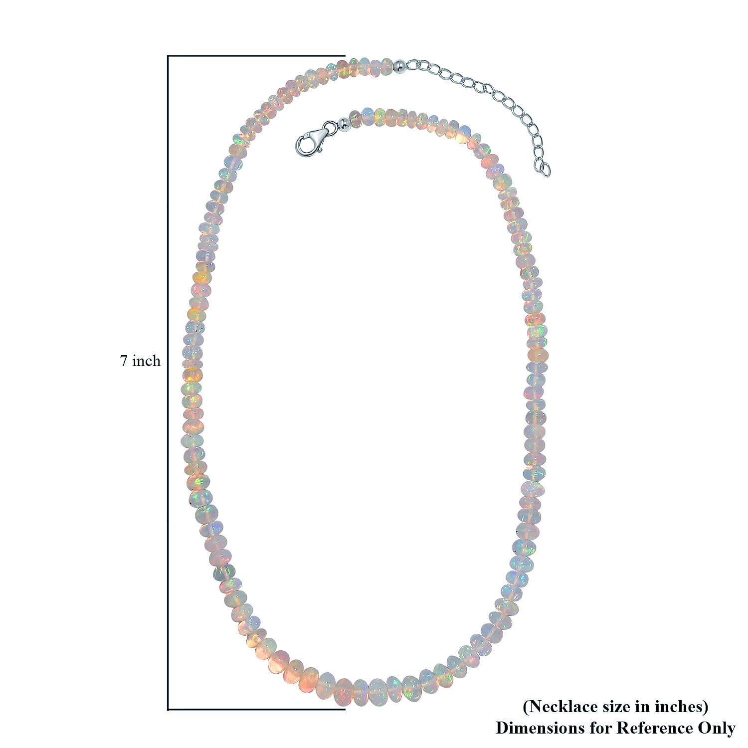 AAA Ethiopian Welo Opal Beaded Necklace 18-20 Inches in Rhodium Over Sterling Silver 80.00 ctw