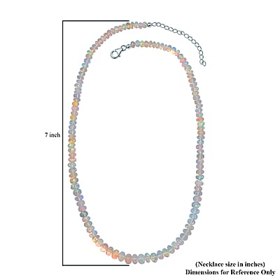 AAA Ethiopian Welo Opal Beaded Necklace 18-20 Inches in Rhodium Over Sterling Silver 80.00 ctw