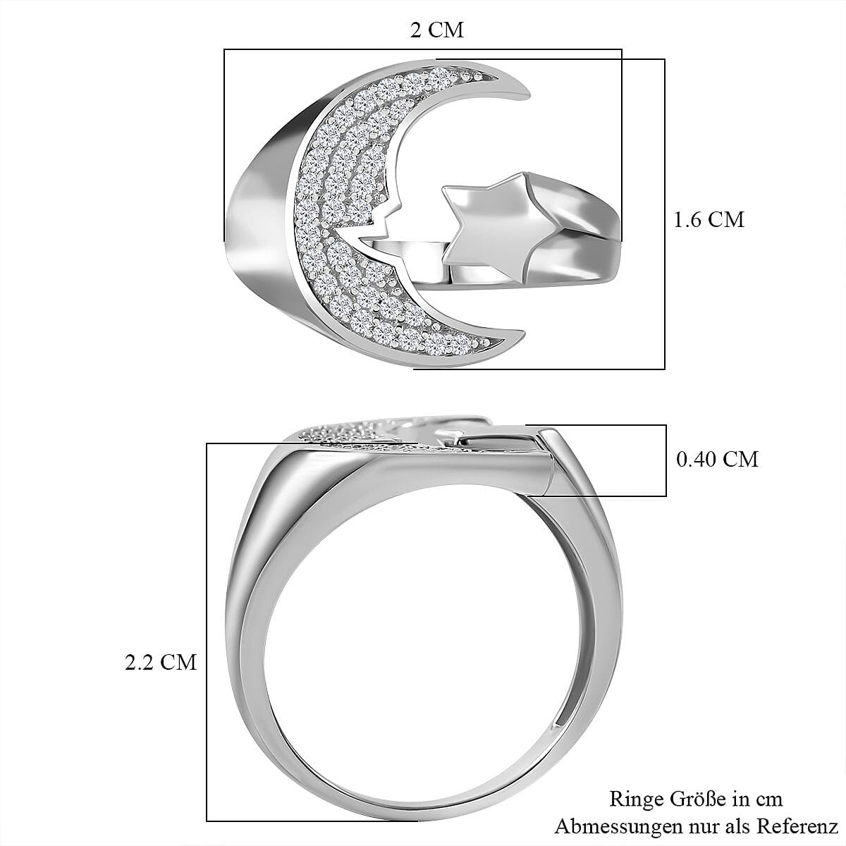 Simulated Diamond 0.45 ctw Ring in Rhodium Over Sterling Silver (Size 6.5)