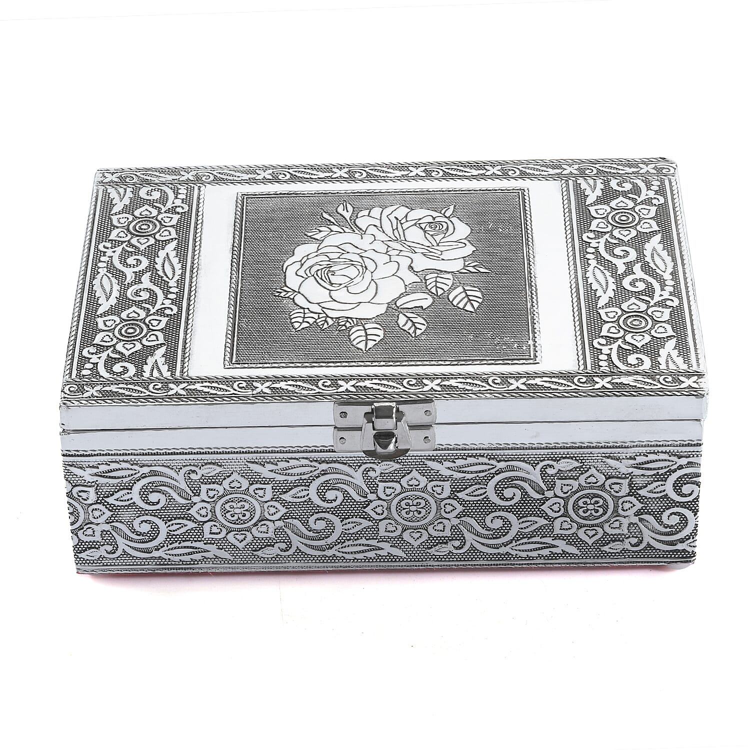 Buy Hand Crafted Set of 2 Aluminum Oxidized Rose Floral Embossed