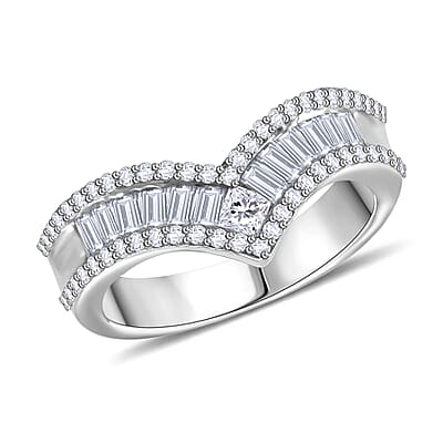 Simulated Diamond 1.54 ctw Ring in Rhodium Over Sterling Silver (Size 9)
