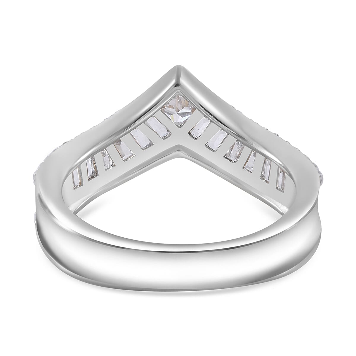 Simulated Diamond 1.54 ctw Ring in Rhodium Over Sterling Silver (Size 9)