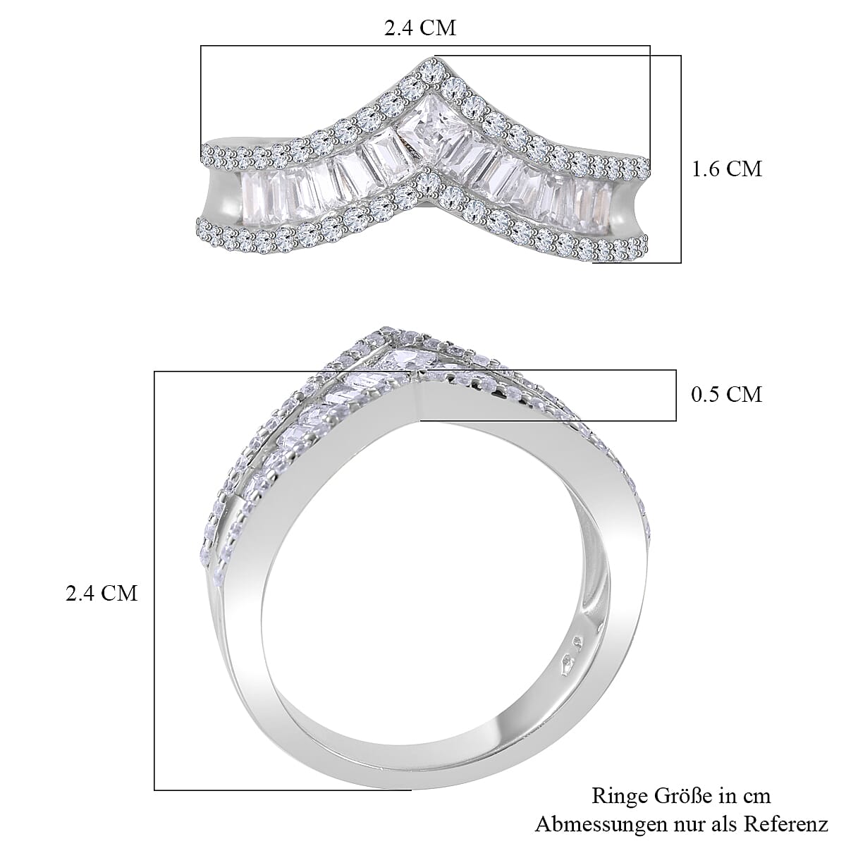 Simulated Diamond 1.54 ctw Ring in Rhodium Over Sterling Silver (Size 9)