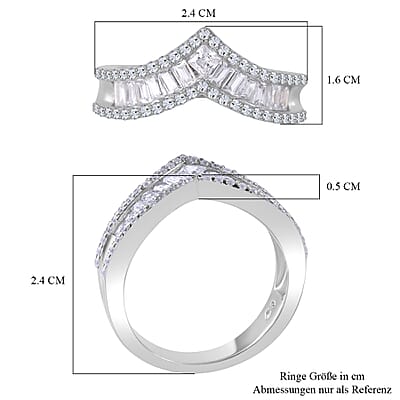 Simulated Diamond 1.54 ctw Ring in Rhodium Over Sterling Silver (Size 9)