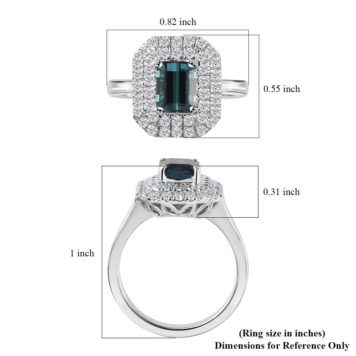 Certified & Appraised Rhapsody 950 Platinum AAAA Monte Belo Indicolite, Diamond (E-F, VS) (0.67 cts) Double Halo Ring (Size 6.0) (7.85 g) 2.05 ctw image number 5