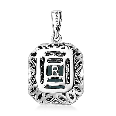 Rhapsody 950 Platinum AAAA Monte Belo Indicolite and E-F VS Diamond Double Halo Pendant without Chain 4.20 Grams 2.05 ctw