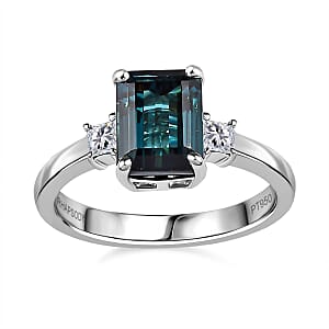 Certified & Appraised Rhapsody AAAA Monte Belo Indicolite and E-F VS Diamond 2.80 ctw Ring in 950 Platinum (Size 7.0) 5.55 Grams