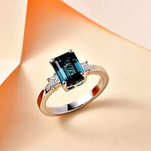 Certified & Appraised Rhapsody AAAA Monte Belo Indicolite and E-F VS Diamond 2.80 ctw Ring in 950 Platinum (Size 9.0) 5.55 Grams