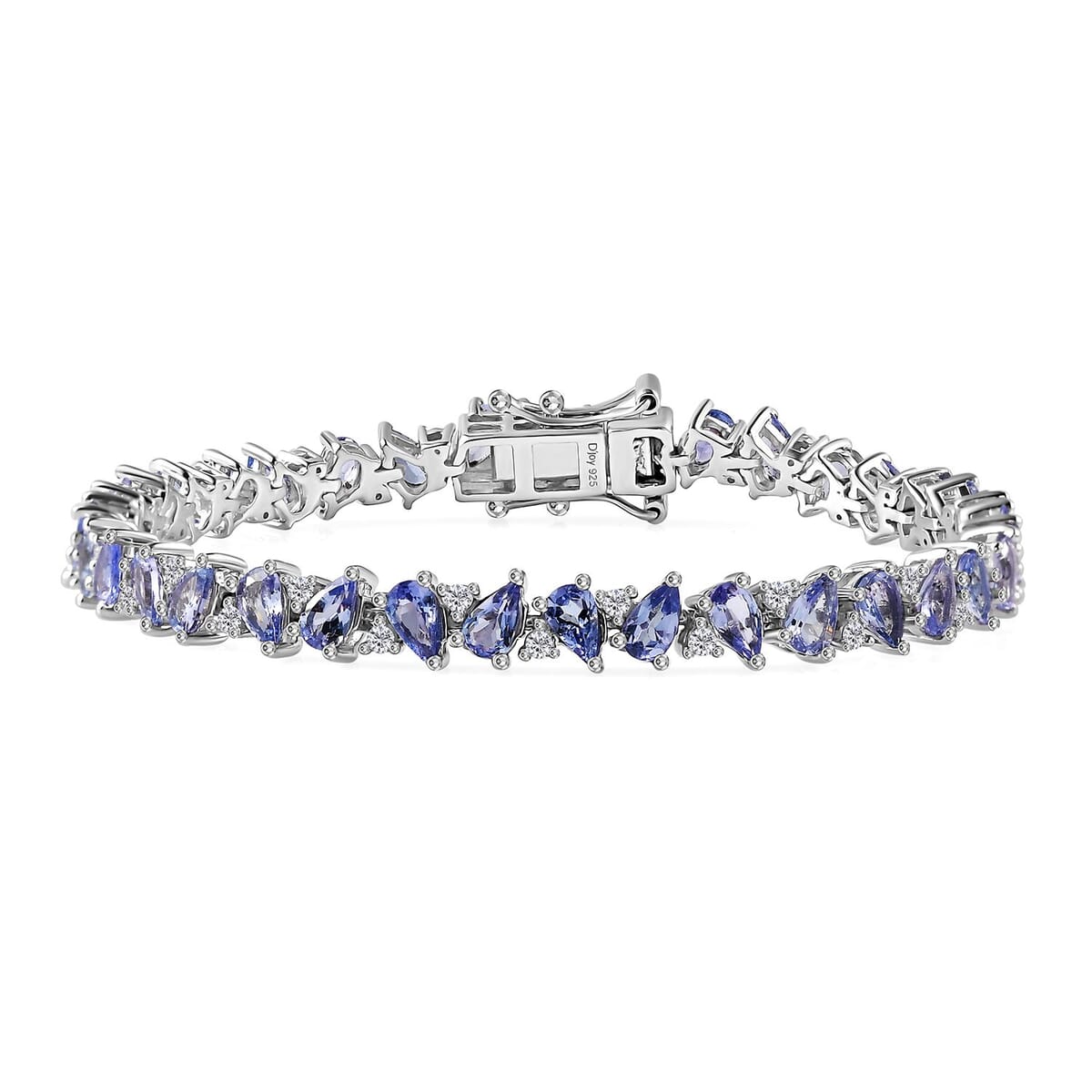 Tanzanite, Moissanite Bracelet in Rhodium Over Sterling Silver (6.50 In) 8.20 ctw image number 0
