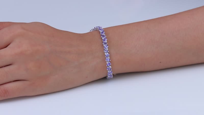 Tanzanite, Moissanite Bracelet in Rhodium Over Sterling Silver (6.50 In) 8.20 ctw
