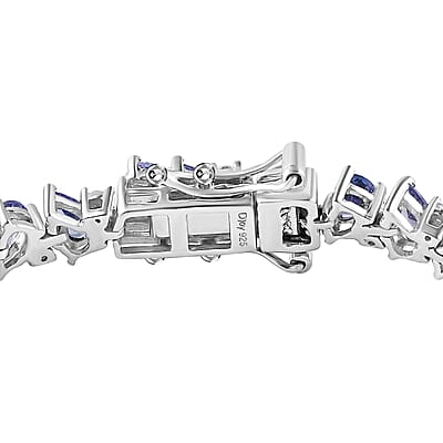 Tanzanite and Moissanite Art Deco Bracelet in Rhodium Over Sterling Silve (6.50 In) 8.20 ctw 