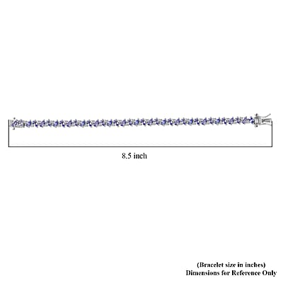 Tanzanite and Moissanite Art Deco Bracelet in Rhodium Over Sterling Silve (6.50 In) 8.20 ctw 