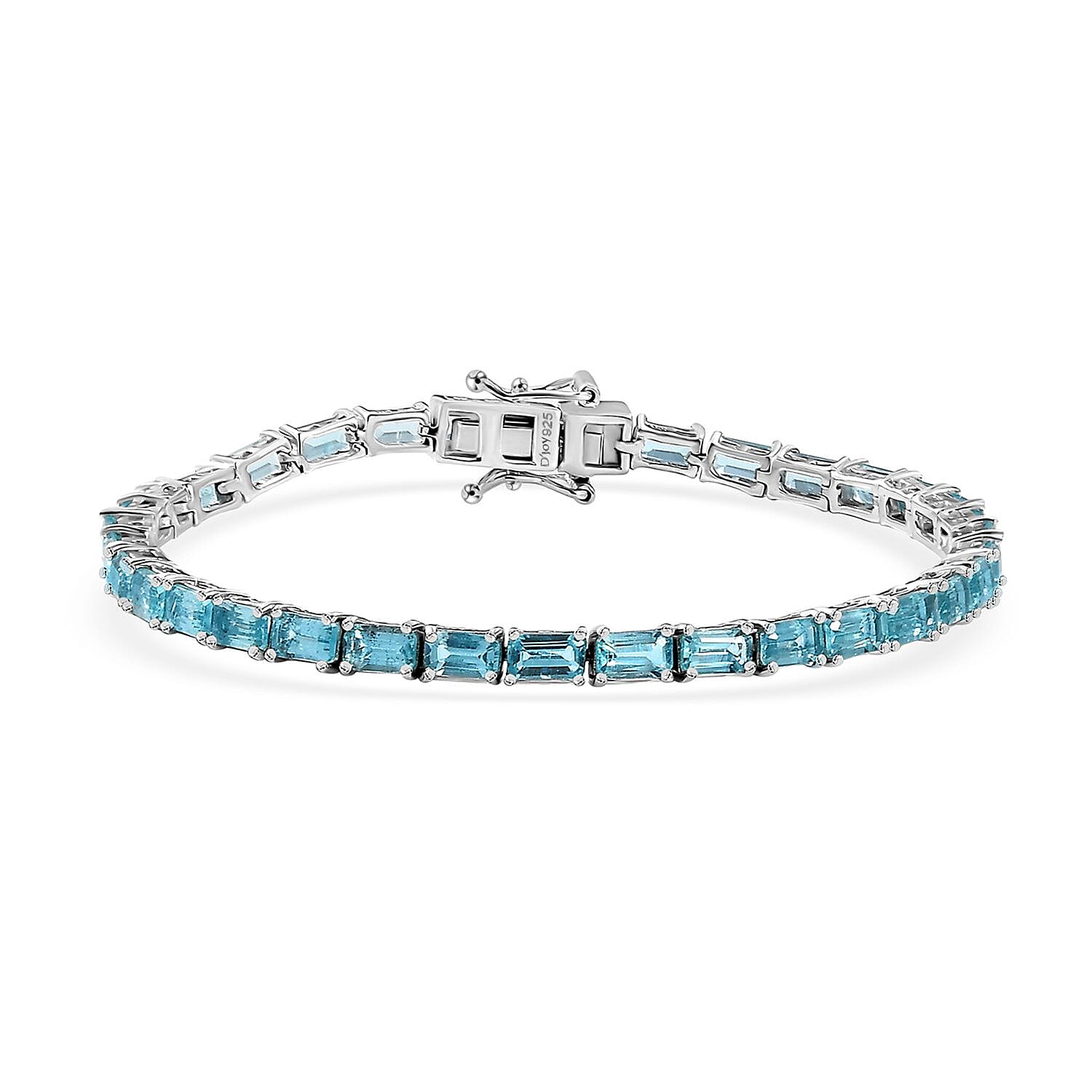 D'Joy Betroka Blue Apatite 9.00 ctw Tennis Bracelet in Rhodium Over Sterling Silver (6.50 In)