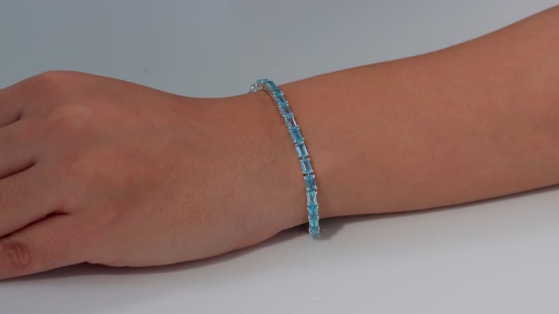 Doorbuster Betroka Blue Apatite Tennis Bracelet in Rhodium Over Sterling Silver (6.50 In) 9.00 ctw