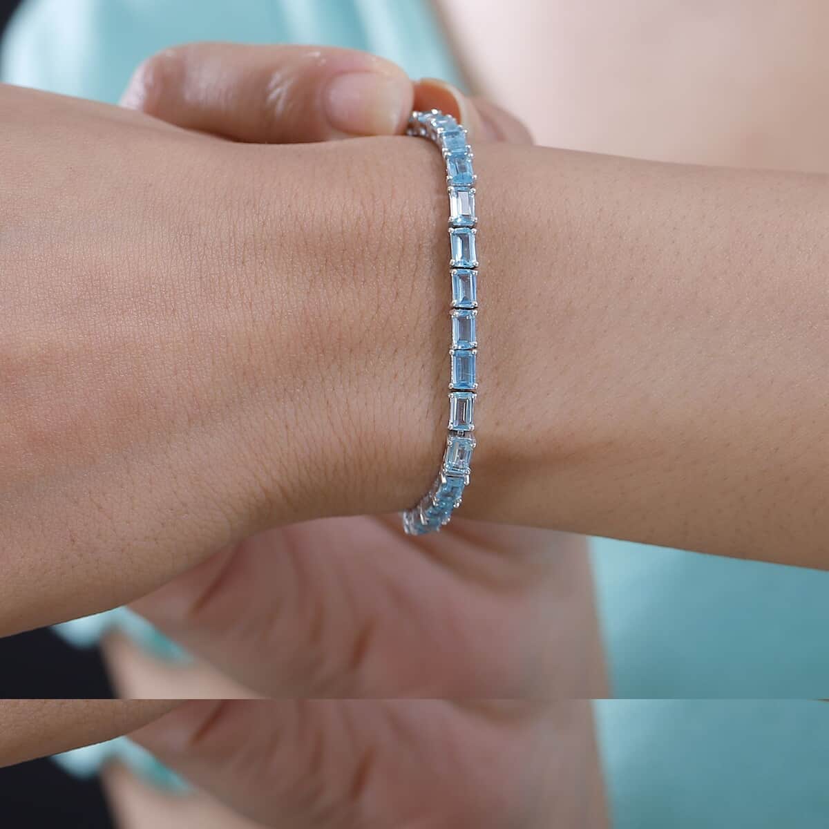 Doorbuster Betroka Blue Apatite Tennis Bracelet in Rhodium Over Sterling Silver (6.50 In) 9.00 ctw image number 2