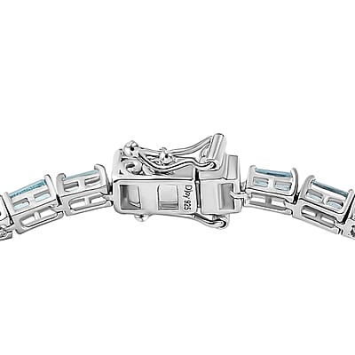 D'Joy Betroka Blue Apatite 9.00 ctw Tennis Bracelet in Rhodium Over Sterling Silver (6.50 In)