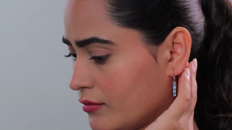 D'Joy Betroka Blue Apatite 2.15 ctw Lever Back Earrings in Rhodium Over Sterling Silver