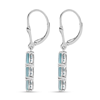 D'Joy Betroka Blue Apatite 2.15 ctw Lever Back Earrings in Rhodium Over Sterling Silver