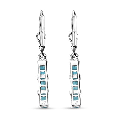 D'Joy Betroka Blue Apatite 2.15 ctw Lever Back Earrings in Rhodium Over Sterling Silver