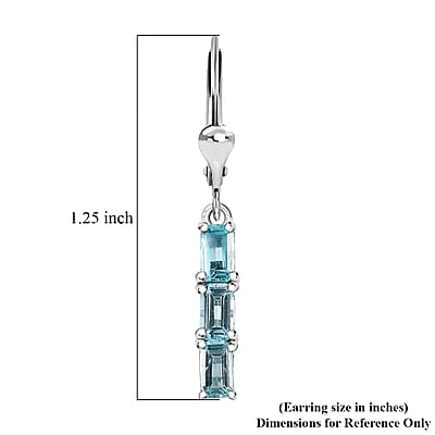 D'Joy Betroka Blue Apatite 2.15 ctw Lever Back Earrings in Rhodium Over Sterling Silver