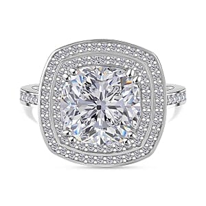 Simulated Diamond 8.90 ctw Ring in Rhodium Over Sterling Silver (Size 9)